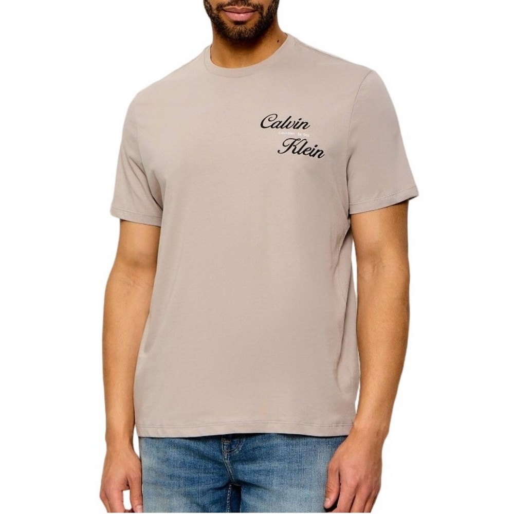 CALVIN KLEIN JEANS 30s EU CALVIN KLEIN RESRT GRA T-SHIRT ΜΠΛΟΥΖΑ ΑΝΔΡΙΚΗ BEIGE