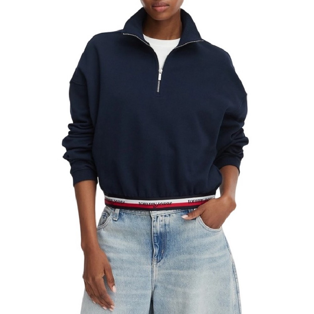 TOMMY JEANS BXY 1/4 ZIP TAPE ΦΟΥΤΕΡ ΜΠΛΟΥΖΑ ΓΥΝΑΙΚΕΙΑ NAVY