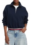 TOMMY JEANS BXY 1/4 ZIP TAPE ΦΟΥΤΕΡ ΜΠΛΟΥΖΑ ΓΥΝΑΙΚΕΙΑ NAVY