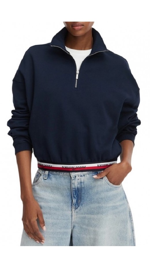 TOMMY JEANS BXY 1/4 ZIP TAPE ΦΟΥΤΕΡ ΜΠΛΟΥΖΑ ΓΥΝΑΙΚΕΙΑ NAVY