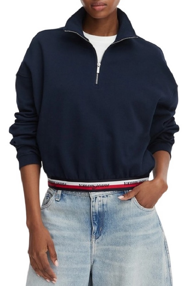 TOMMY JEANS BXY 1/4 ZIP TAPE ΦΟΥΤΕΡ ΜΠΛΟΥΖΑ ΓΥΝΑΙΚΕΙΑ NAVY
