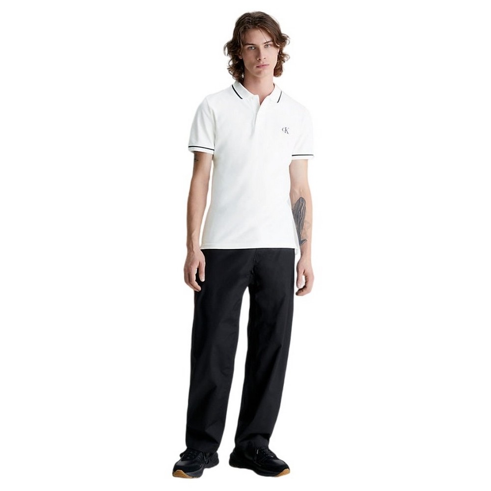 CALVIN KLEIN JEANS TIPPING SLIM POLO ΜΠΛΟΥΖΑ ΑΝΔΡΙΚΗ WHITE