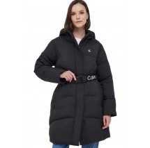 CALVIN KLEIN JEANS LOGO BELT LONG PUFFER ΜΠΟΥΦΑΝ ΓΥΝΑΙΚΕΙΟ BLACK