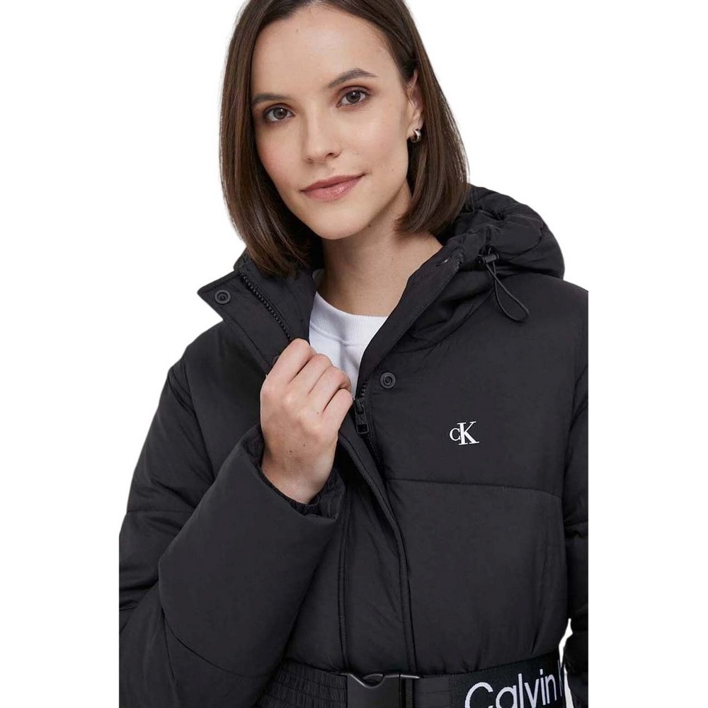 CALVIN KLEIN JEANS LOGO BELT LONG PUFFER ΜΠΟΥΦΑΝ ΓΥΝΑΙΚΕΙΟ BLACK