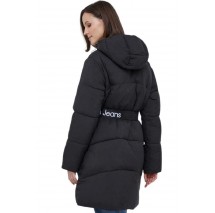 CALVIN KLEIN JEANS LOGO BELT LONG PUFFER ΜΠΟΥΦΑΝ ΓΥΝΑΙΚΕΙΟ BLACK