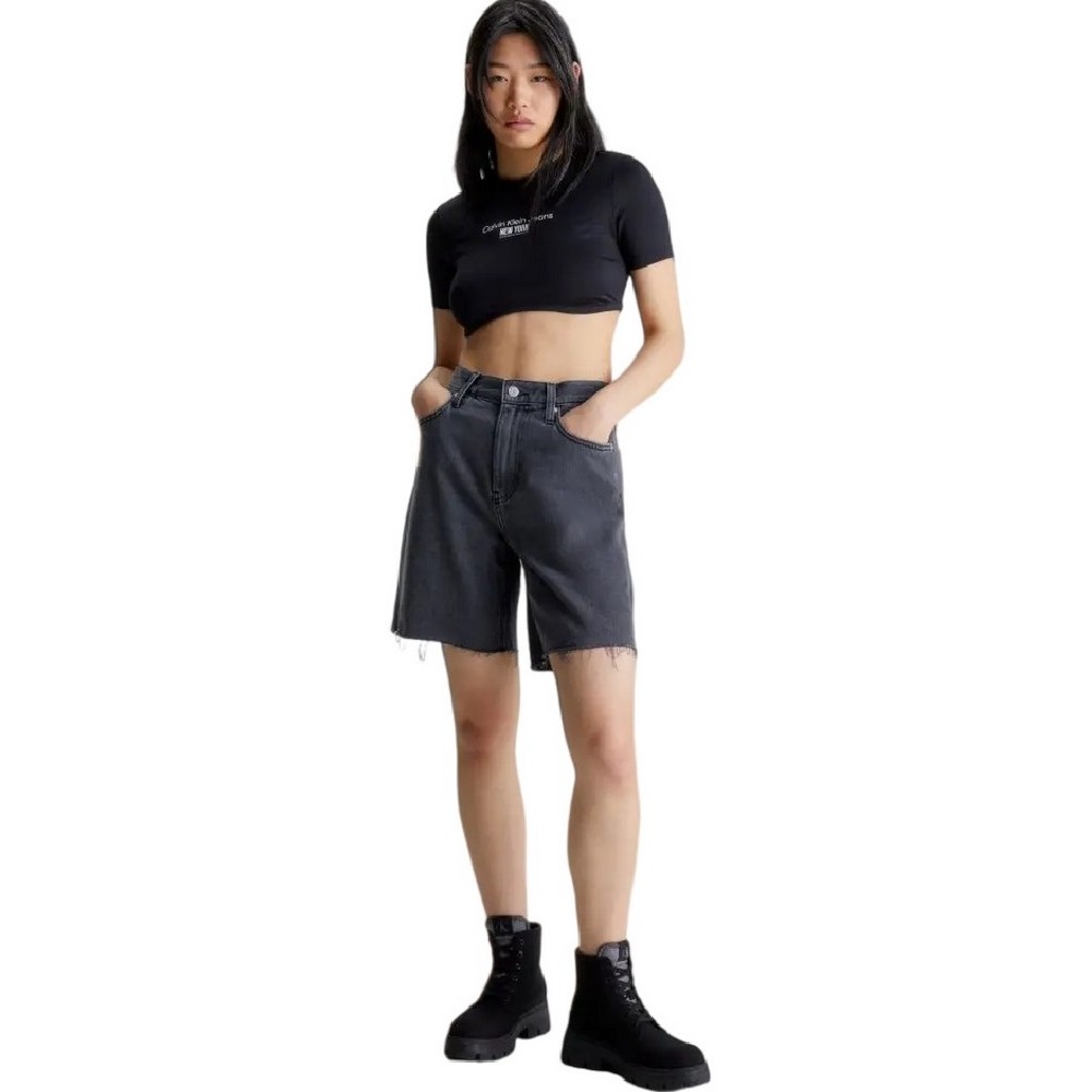 CALVIN KLEIN BERMUDA MOM SHORT ΣΟΡΤΣ ΓΥΝΑΙΚΕΙΟ BLACK DENIM