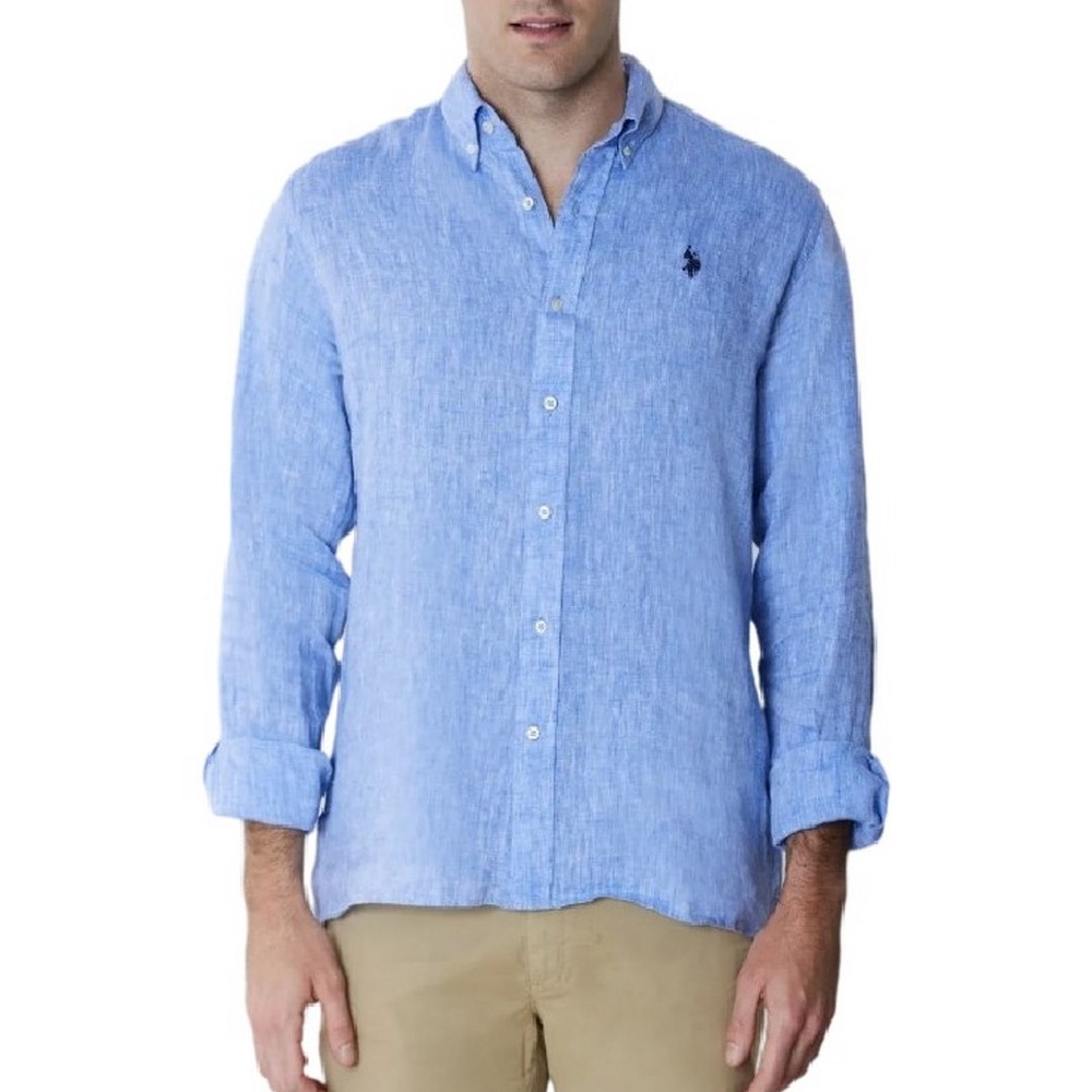 U.S.POLO ZED 000191 EH03 SHIRT LS SLIM FIT ΠΟΥΚΑΜΙΣΟ ΑΝΔΡΙΚΟ BLUE