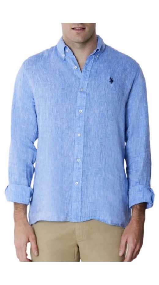 U.S.POLO ZED 000191 EH03 SHIRT LS SLIM FIT ΠΟΥΚΑΜΙΣΟ ΑΝΔΡΙΚΟ BLUE
