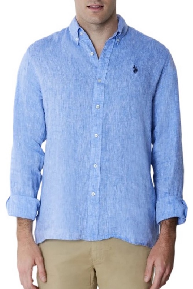 U.S.POLO ZED 000191 EH03 SHIRT LS SLIM FIT ΠΟΥΚΑΜΙΣΟ ΑΝΔΡΙΚΟ BLUE