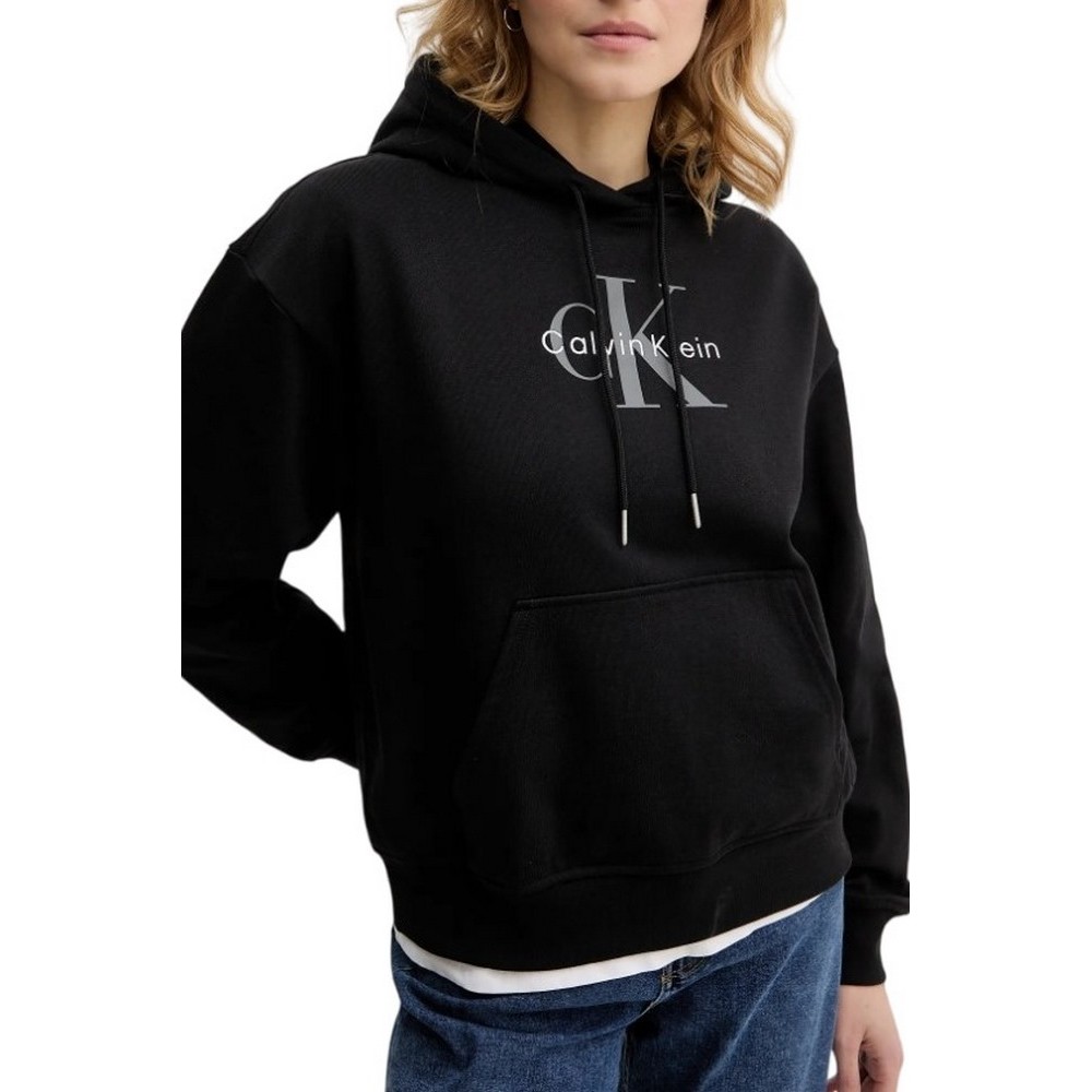 CALVIN KLEIN JEANS MONOLOGO FRENCH TERRY PO HOOD ΦΟΥΤΕΡ ΜΠΛΟΥΖΑ ΓΥΝΑΙΚΕΙΑ BLACK