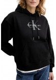 CALVIN KLEIN JEANS MONOLOGO FRENCH TERRY PO HOOD ΦΟΥΤΕΡ ΜΠΛΟΥΖΑ ΓΥΝΑΙΚΕΙΑ BLACK