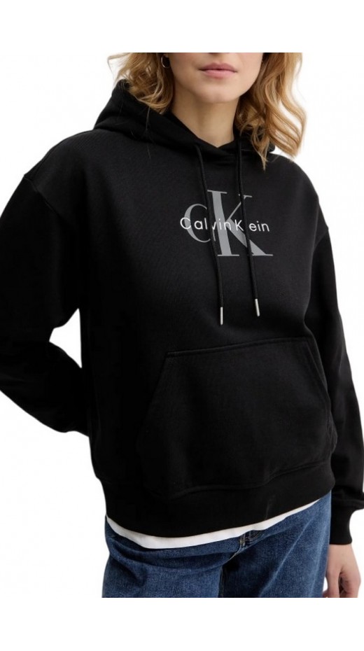 CALVIN KLEIN JEANS MONOLOGO FRENCH TERRY PO HOOD ΦΟΥΤΕΡ ΜΠΛΟΥΖΑ ΓΥΝΑΙΚΕΙΑ BLACK