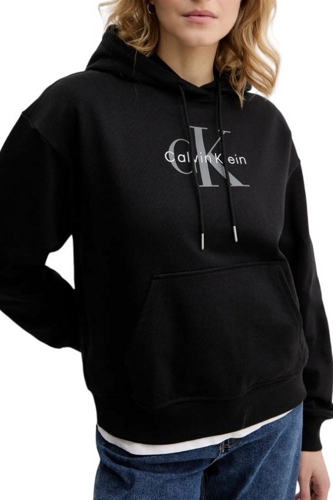 CALVIN KLEIN JEANS MONOLOGO FRENCH TERRY PO HOOD ΦΟΥΤΕΡ ΜΠΛΟΥΖΑ ΓΥΝΑΙΚΕΙΑ BLACK
