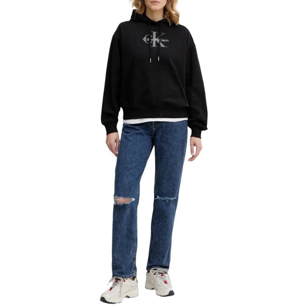 CALVIN KLEIN JEANS MONOLOGO FRENCH TERRY PO HOOD ΦΟΥΤΕΡ ΜΠΛΟΥΖΑ ΓΥΝΑΙΚΕΙΑ BLACK