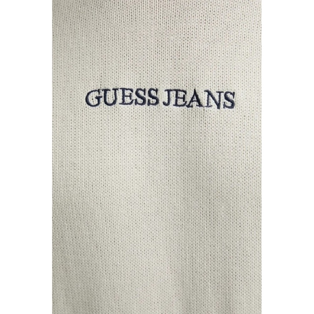 GUESS JEANS LS CN GUESS J EMB SWTR ΜΠΛΟΥΖΑ ΠΛΕΚΤΗ ΑΝΔΡΙΚΗ WHITE