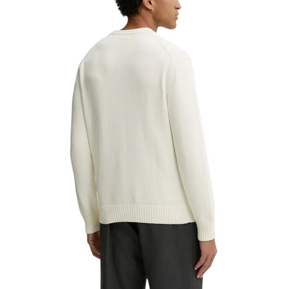 GUESS JEANS LS CN GUESS J EMB SWTR ΜΠΛΟΥΖΑ ΠΛΕΚΤΗ ΑΝΔΡΙΚΗ WHITE