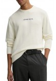 GUESS JEANS LS CN GUESS J EMB SWTR ΜΠΛΟΥΖΑ ΠΛΕΚΤΗ ΑΝΔΡΙΚΗ WHITE