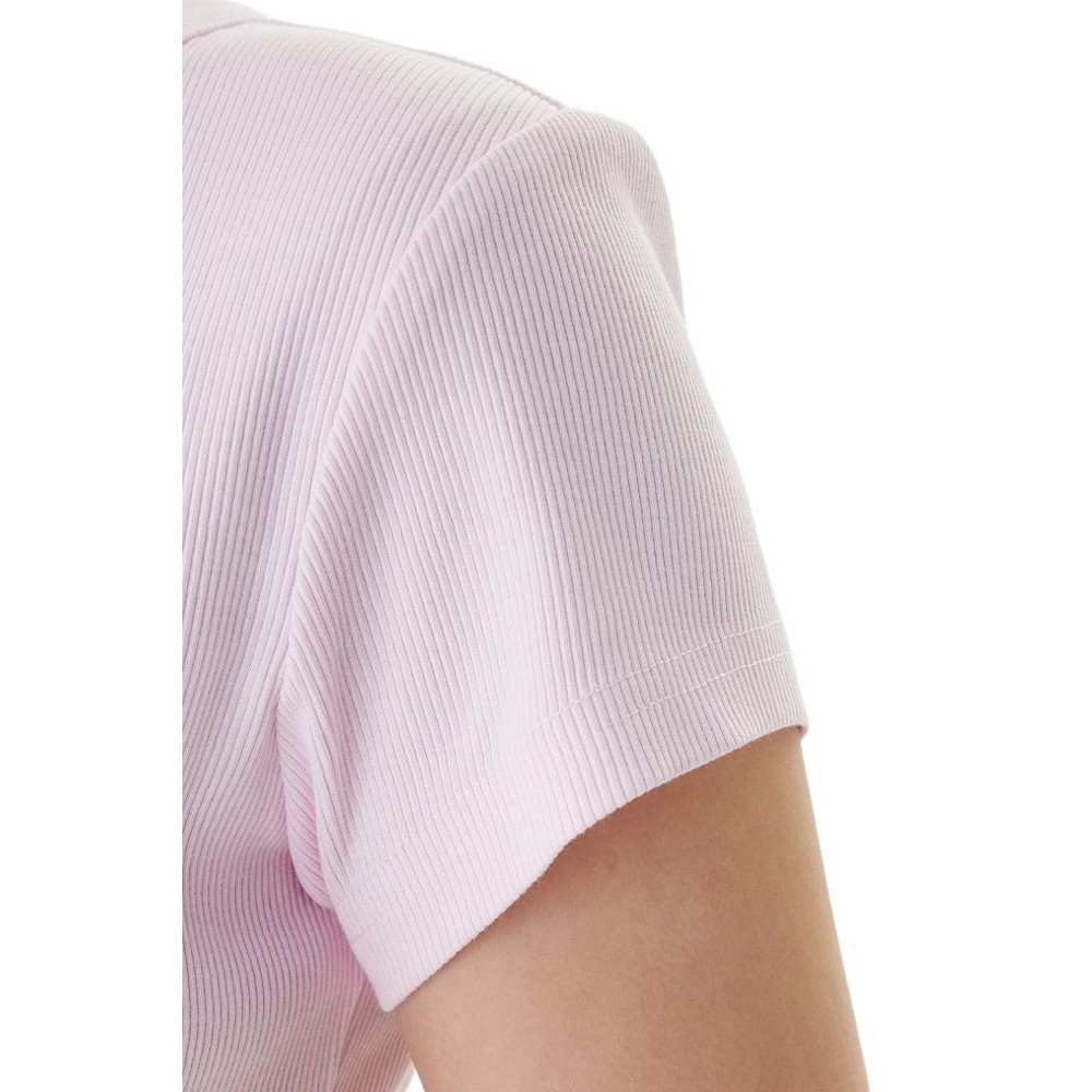CALVIN KLEIN JEANS WOVEN LABEL 2X2 RIB BABY T-SHIRT ΜΠΛΟΥΖΑ ΓΥΝΑΙΚΕΙΑ PINK