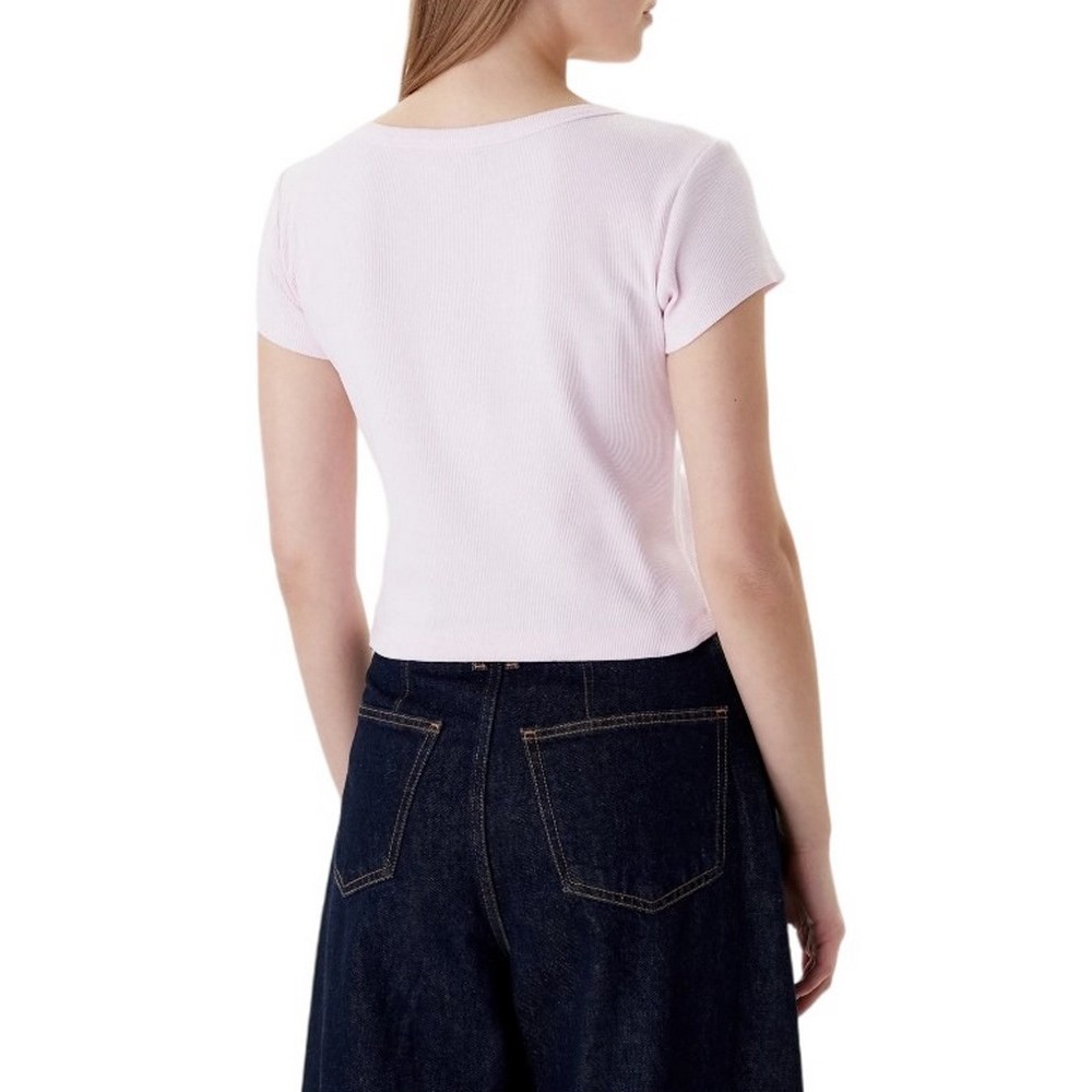 CALVIN KLEIN JEANS WOVEN LABEL 2X2 RIB BABY T-SHIRT ΜΠΛΟΥΖΑ ΓΥΝΑΙΚΕΙΑ PINK