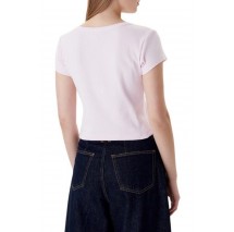 CALVIN KLEIN JEANS WOVEN LABEL 2X2 RIB BABY T-SHIRT ΜΠΛΟΥΖΑ ΓΥΝΑΙΚΕΙΑ PINK