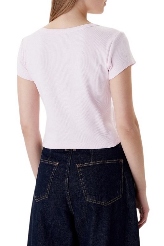 CALVIN KLEIN JEANS WOVEN LABEL 2X2 RIB BABY T-SHIRT ΜΠΛΟΥΖΑ ΓΥΝΑΙΚΕΙΑ PINK