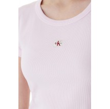 CALVIN KLEIN JEANS WOVEN LABEL 2X2 RIB BABY T-SHIRT ΜΠΛΟΥΖΑ ΓΥΝΑΙΚΕΙΑ PINK