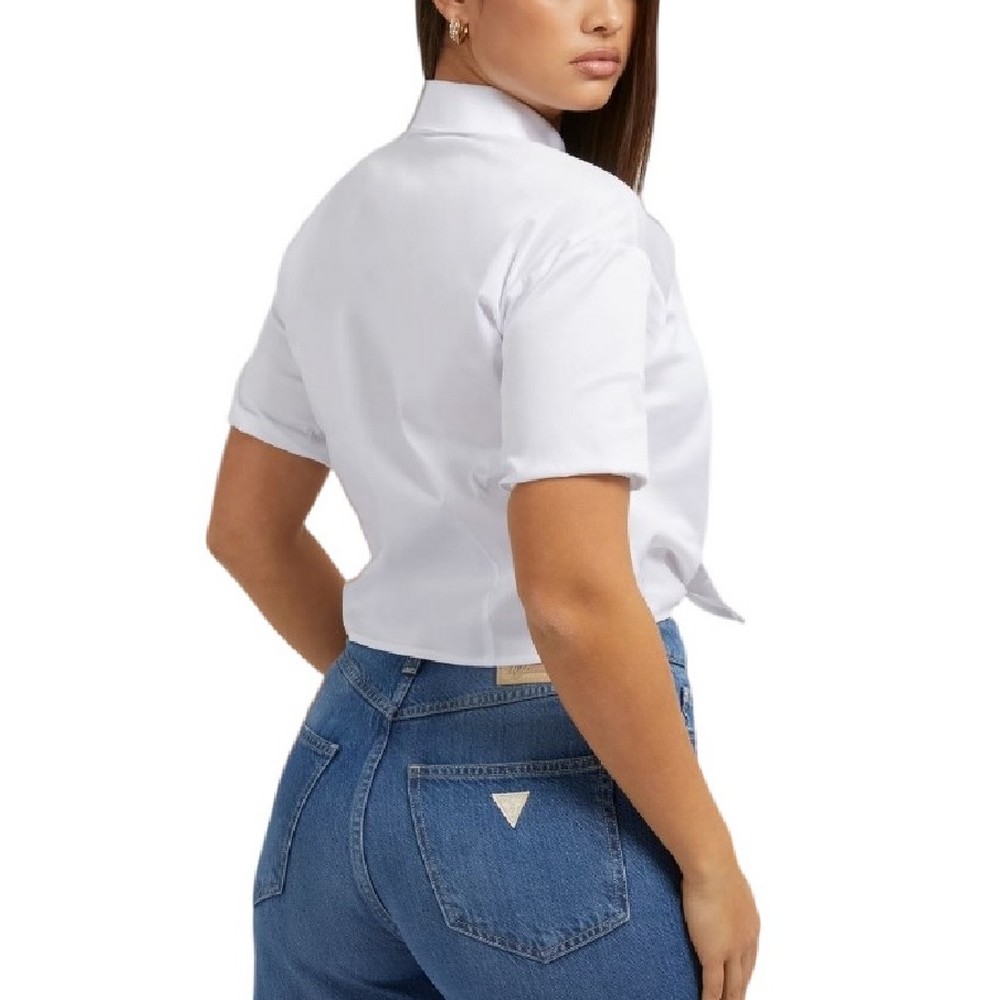 GUESS SS BOWED JUNE SHIRTS ΠΟΥΚΑΜΙΣΟ ΓΥΝΑΙΚΕΙΟ WHITE
