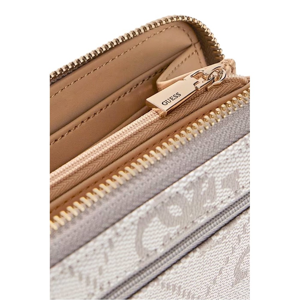 GUESS KARNILLA LOGO SLG LRG ZIP ARND ΠΟΡΤΟΦΟΛΙ ΓΥΝΑΙΚΕΙΟ TAUPE