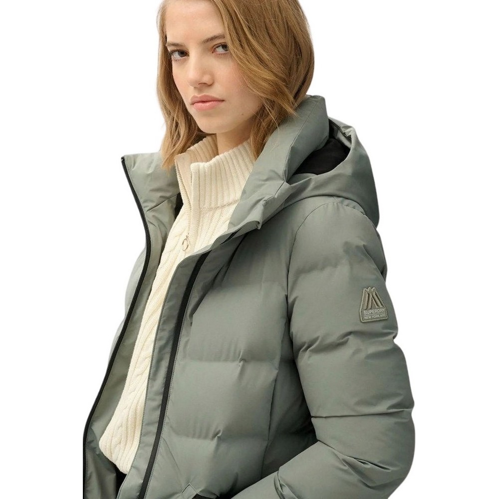 SUPERDRY D2 STUD CITY MID PADDED JACKET ΜΠΟΥΦΑΝ ΓΥΝΑΙΚΕΙΟ GREEN