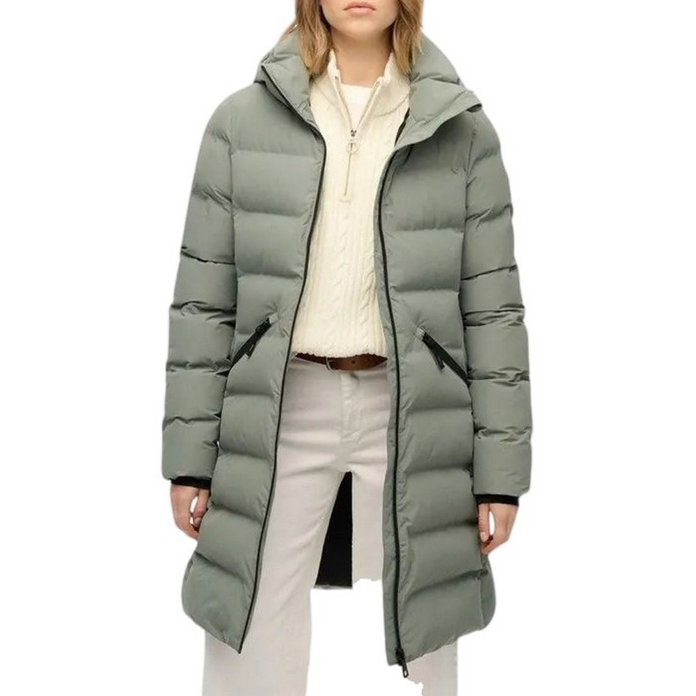 SUPERDRY D2 STUD CITY MID PADDED JACKET ΜΠΟΥΦΑΝ ΓΥΝΑΙΚΕΙΟ GREEN