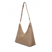 CALVIN KLEIN EMBLEM HW PEBBLE TOP ZIP HOBO ΤΣΑΝΤΑ ΓΥΝΑΙΚΕΙΑ TAUPE