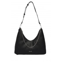 CALVIN KLEIN EMBLEM HW PEBBLE TOP ZIP HOBO ΤΣΑΝΤΑ ΓΥΝΑΙΚΕΙΑ BLACK