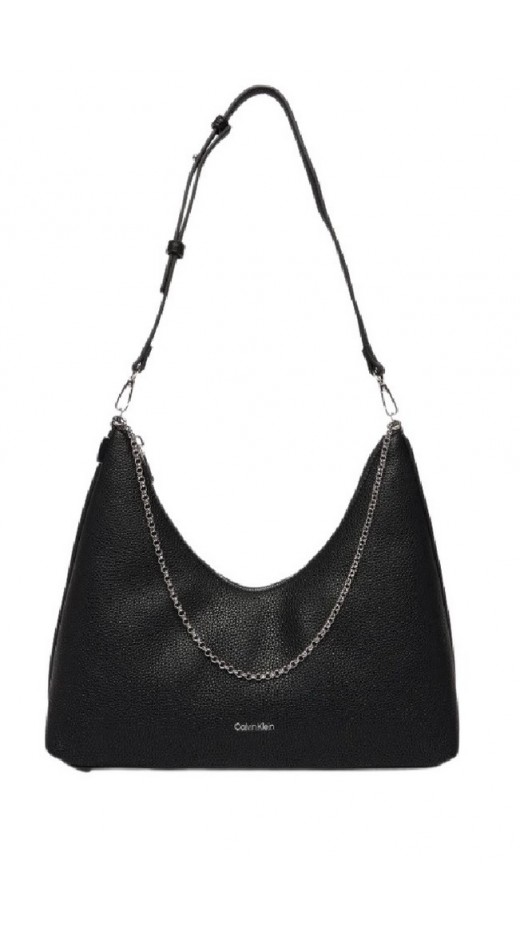 CALVIN KLEIN EMBLEM HW PEBBLE TOP ZIP HOBO ΤΣΑΝΤΑ ΓΥΝΑΙΚΕΙΑ BLACK