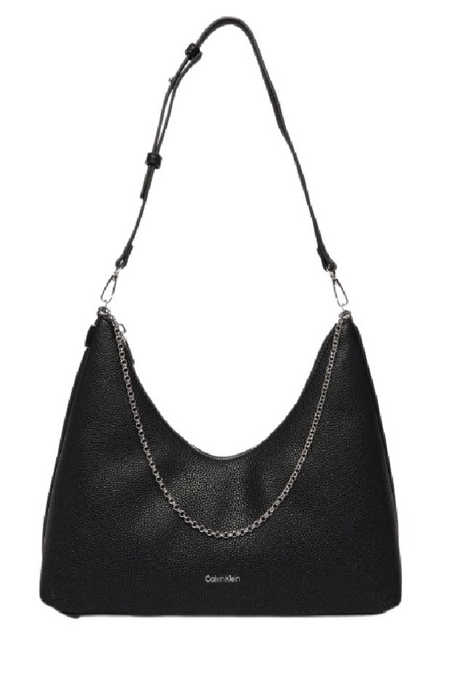 CALVIN KLEIN EMBLEM HW PEBBLE TOP ZIP HOBO ΤΣΑΝΤΑ ΓΥΝΑΙΚΕΙΑ BLACK