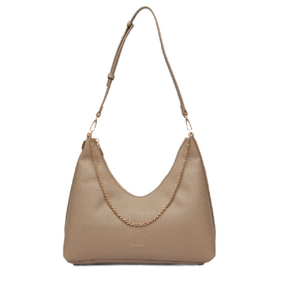 CALVIN KLEIN EMBLEM HW PEBBLE TOP ZIP HOBO ΤΣΑΝΤΑ ΓΥΝΑΙΚΕΙΑ TAUPE