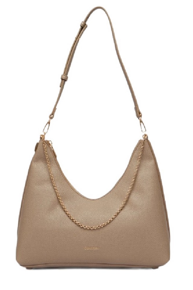 CALVIN KLEIN EMBLEM HW PEBBLE TOP ZIP HOBO ΤΣΑΝΤΑ ΓΥΝΑΙΚΕΙΑ TAUPE