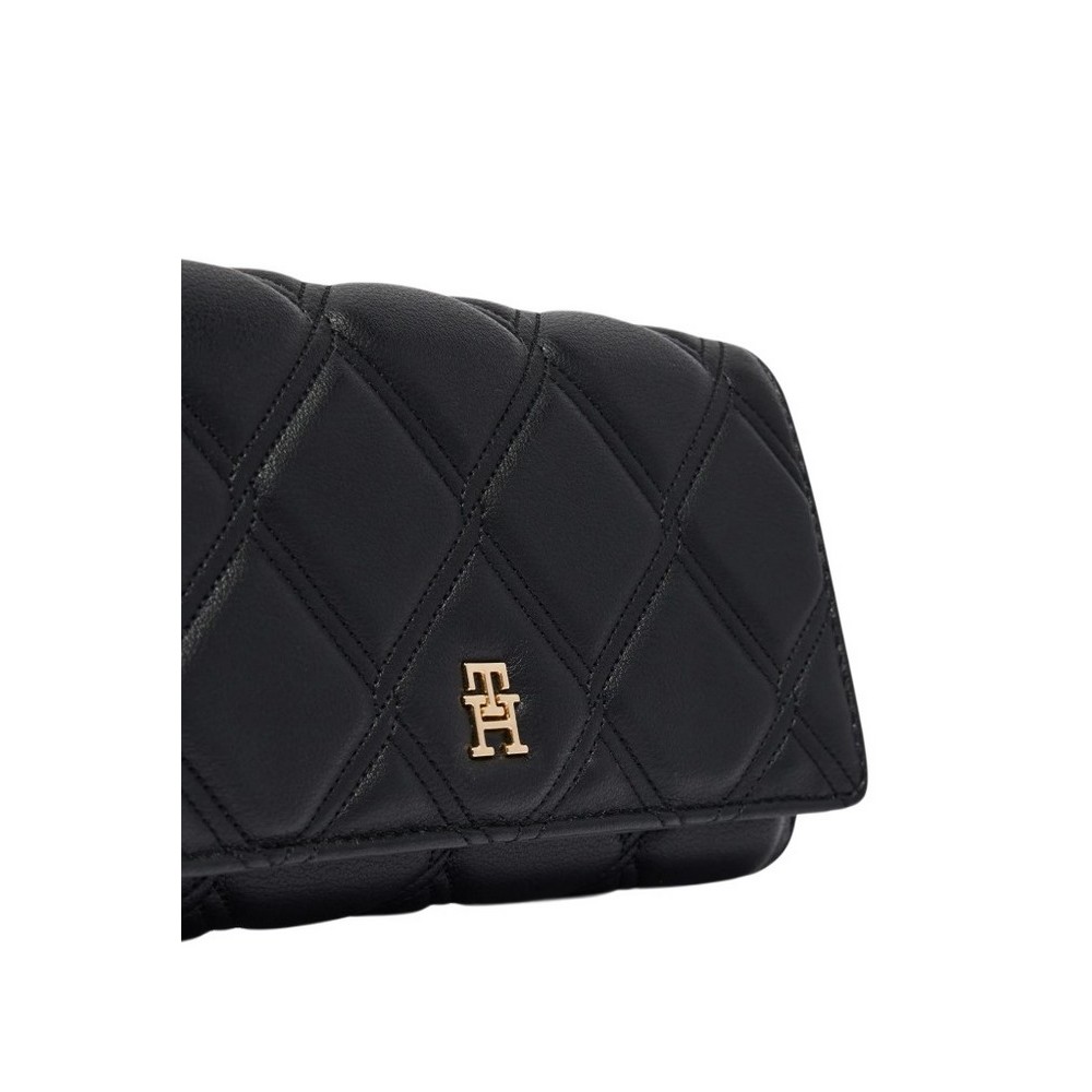 TOMMY HILFIGER FEMININE WALLET ON CHAIN ΠΟΡΤΟΦΟΛΙ ΓΥΝΑΙΚΕΙΟ BLACK
