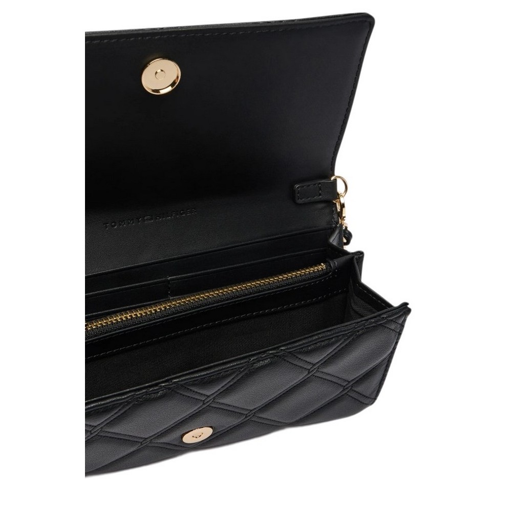 TOMMY HILFIGER FEMININE WALLET ON CHAIN ΠΟΡΤΟΦΟΛΙ ΓΥΝΑΙΚΕΙΟ BLACK
