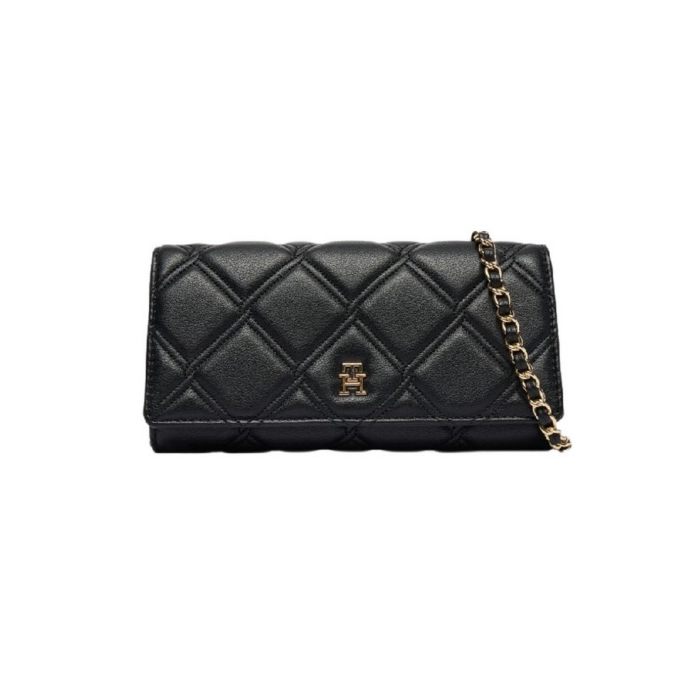 TOMMY HILFIGER FEMININE WALLET ON CHAIN ΠΟΡΤΟΦΟΛΙ ΓΥΝΑΙΚΕΙΟ BLACK