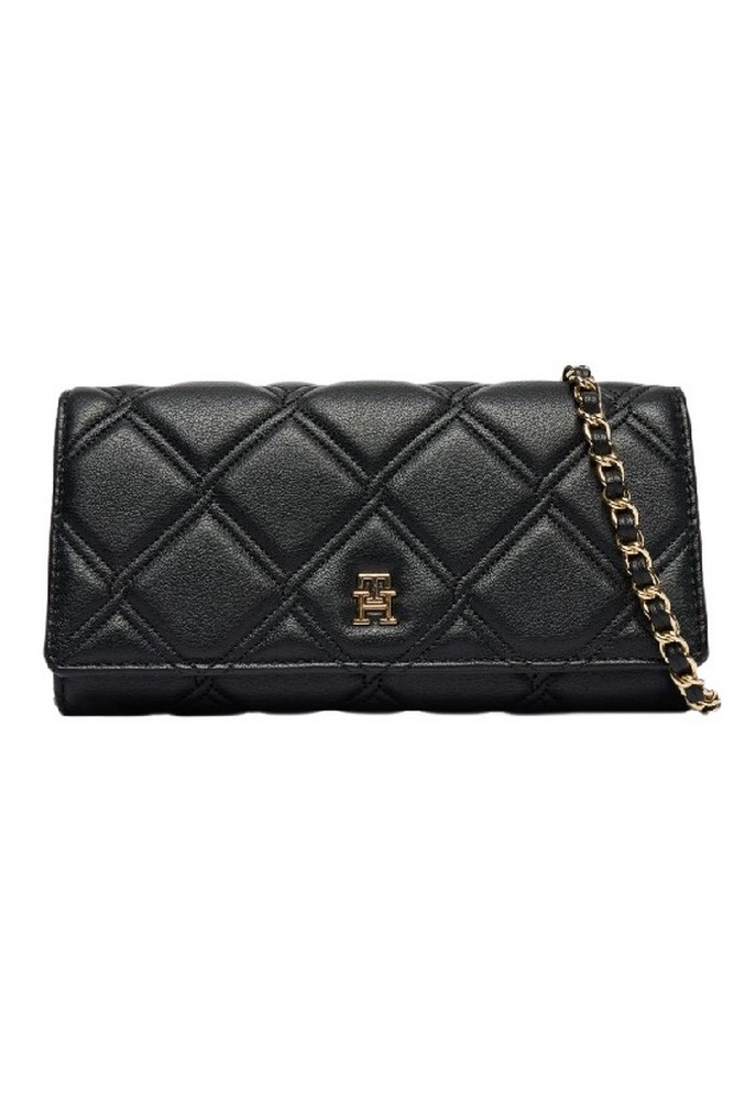 TOMMY HILFIGER FEMININE WALLET ON CHAIN ΠΟΡΤΟΦΟΛΙ ΓΥΝΑΙΚΕΙΟ BLACK
