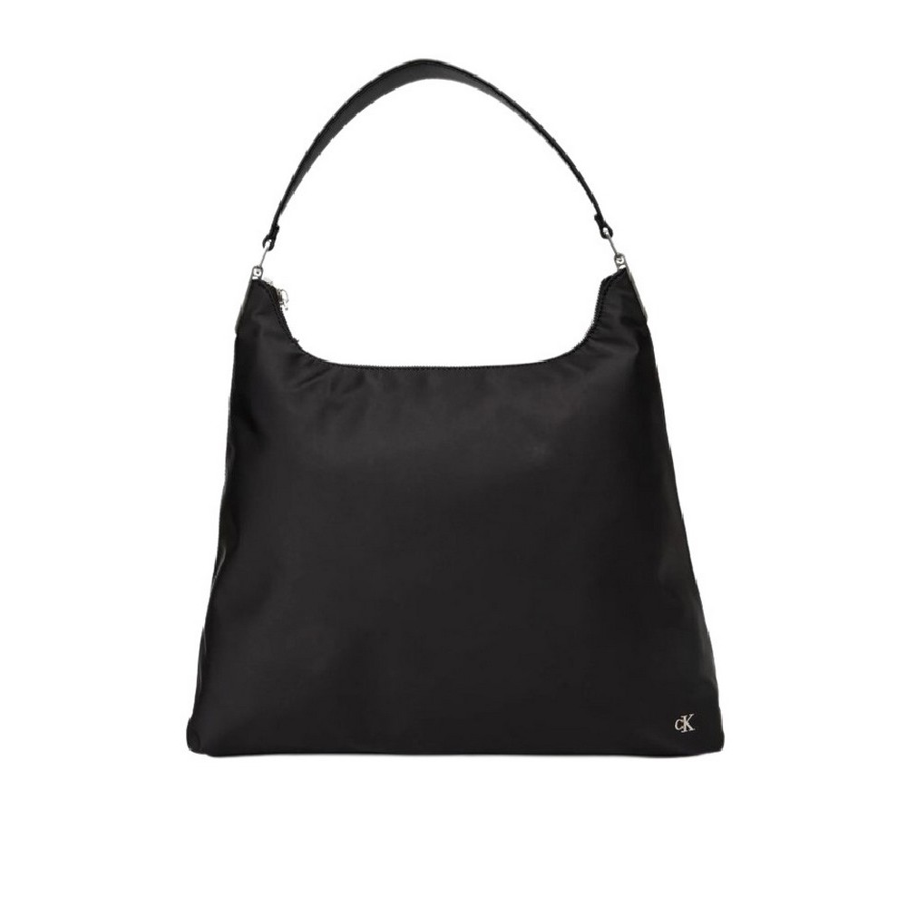 CALVIN KLEIN SATIN NYLON LARGE SHOULDER BAG ΤΣΑΝΤΑ ΓΥΝΑΙΚΕΙΑ BLACK