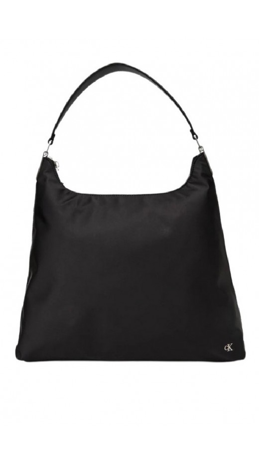 CALVIN KLEIN SATIN NYLON LARGE SHOULDER BAG ΤΣΑΝΤΑ ΓΥΝΑΙΚΕΙΑ BLACK