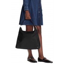 CALVIN KLEIN SATIN NYLON LARGE SHOULDER BAG ΤΣΑΝΤΑ ΓΥΝΑΙΚΕΙΑ BLACK