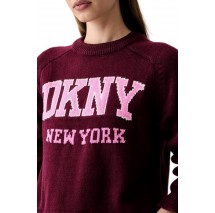 DKNY LOGO PULLOVER ΜΠΛΟΥΖΑ ΠΛΕΚΤΗ ΓΥΝΑΙΚΕΙΑ BORDEAUX