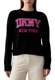 DKNY LOGO PULLOVER ΜΠΛΟΥΖΑ ΠΛΕΚΤΗ ΓΥΝΑΙΚΕΙΑ BLACK