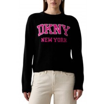 DKNY LOGO PULLOVER ΜΠΛΟΥΖΑ ΠΛΕΚΤΗ ΓΥΝΑΙΚΕΙΑ BLACK