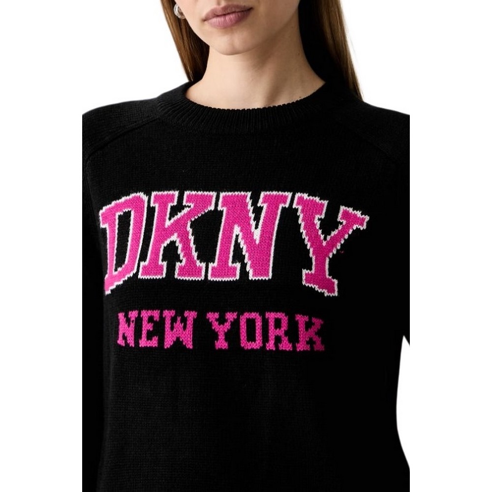 DKNY LOGO PULLOVER ΜΠΛΟΥΖΑ ΠΛΕΚΤΗ ΓΥΝΑΙΚΕΙΑ BLACK