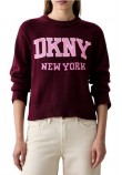 DKNY LOGO PULLOVER ΜΠΛΟΥΖΑ ΠΛΕΚΤΗ ΓΥΝΑΙΚΕΙΑ BORDEAUX