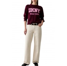 DKNY LOGO PULLOVER ΜΠΛΟΥΖΑ ΠΛΕΚΤΗ ΓΥΝΑΙΚΕΙΑ BORDEAUX