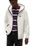TOMMY JEANS REG BADGE TEDDY ZIP ΜΠΟΥΦΑΝ ΑΝΔΡΙΚΟ CREAMY WHITE
